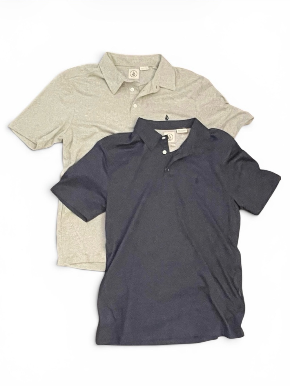 Volcom Men’s SS Polo Shirt Bundle- Navy and Light Gray